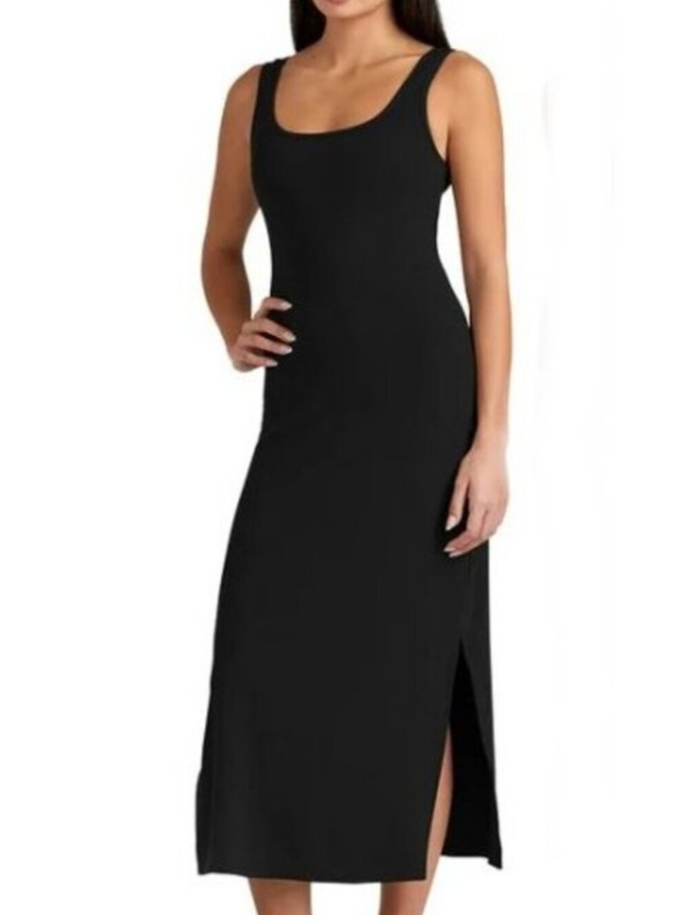 FRANK & OAK Large Ribbed Black Tank Dress NWOT